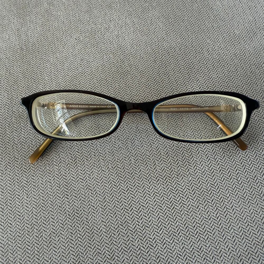 Anne Klein Eyeglasses Frames Only 8021 K5172 Brown Blue 49-17-135 Italy